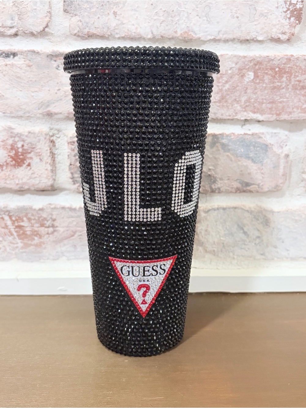 GUESS x JLO Rhinestone Tumbler Black Glam Blingcore Y2K Travel Cup Mobwife